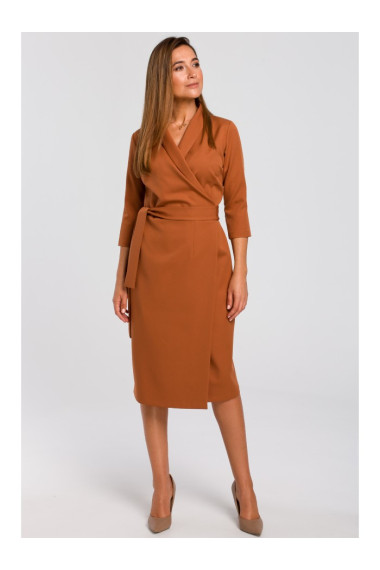 S175 Платье с завязками спереди - рыжий