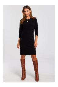 S178 Платье-свитер с длинными рукавами - черный