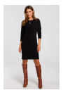 S178 Платье-свитер с длинными рукавами - черный