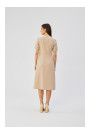 S361 Платье-футляр со складками по бокам - бежевый