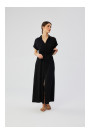 S364 Платье-рубашка макси из вискозы - черный