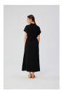 S364 Платье-рубашка макси из вискозы - черный