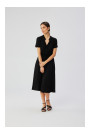 S366 Viskozes kleita ar aukliņu un sasietām jostām - melna