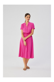 S366 Viskozes kleita ar aukliņu un sasietu vidukli - ceriņi melna