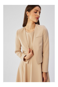 S368 Обрезанный блейзер с открытым передом - бежевый