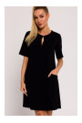 M788 Платье-трапеция с карманами спереди - черный