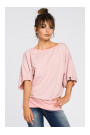 B048 Liela izmēra blūze ar apmetuma detaļu - pūderkrāsaina