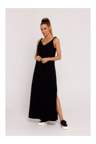 M791 Платье макси с глубоким V-образным вырезом - черный