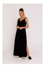 M791 Платье макси с глубоким V-образным вырезом - черный