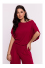 B287 Tops no viskozes ar izgriezumu bez plecu izgriezuma - bordo krāsā