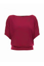 B287 Топ из вискозы с вырезом на плечах - бордовый