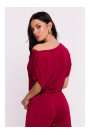 B287 Tops no viskozes ar izgriezumu bez plecu izgriezuma - bordo krāsā