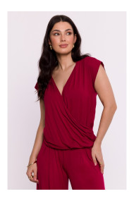 B288 Топ для обертывания из вискозы с V-образным вырезом - бордовый