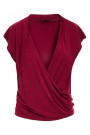 B288 Viskozes apmetuma krekliņš ar V veida kakla izgriezumu - bordo krāsā