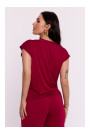B288 Viskozes apmetuma krekliņš ar V veida kakla izgriezumu - bordo krāsā