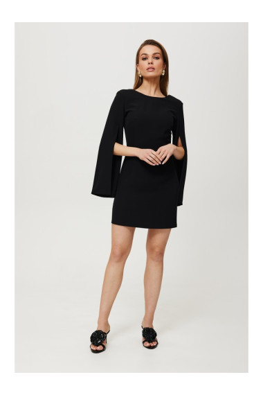 K190 Мини-платье с разрезными рукавами - черный