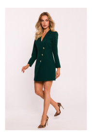 M793 Платье-блейзер с золотой пуговицей - бутылочно-зеленый