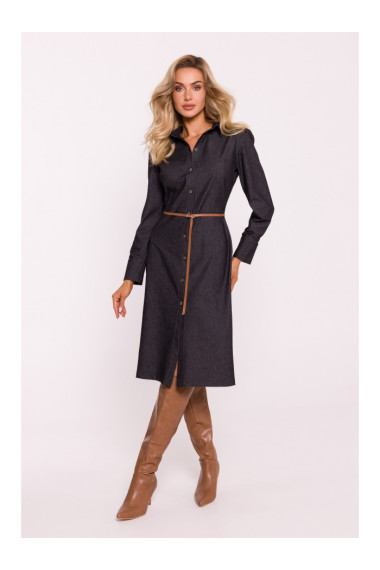 M804 Kreklu kleita ar jostu - grafīta krāsā