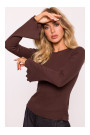 M806 Ребристый топ с длинными рукавами - коричневый