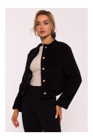 M807 Обрезанный плюшевый блейзер - черный