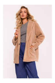 M808 Обрезанный плюшевый блейзер - бежевый