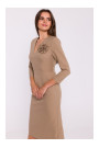 S372 Цветочное платье-карандаш - бежевый