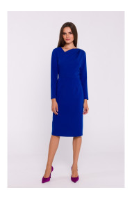 S376 Асимметричное платье-карандаш с вырезом - королевский синий