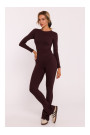 M816 Ribbed leggings with split leg design - brown