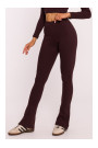 M816 Ribbed leggings with split leg design - brown