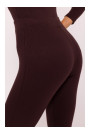 M816 Ribbed leggings with split leg design - brown