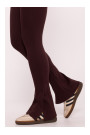 M816 Ribbed leggings with split leg design - brown