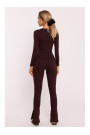 M816 Ribbed leggings with split leg design - brown