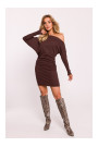 M818 Drop shoulder rib knit dress - brown