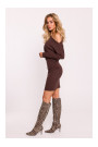 M818 Drop shoulder rib knit dress - brown