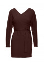 M819 Wrap top rib knit dress - brown