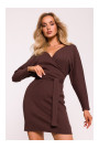 M819 Wrap top rib knit dress - brown