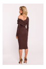 M820 Asymmetrical neckline rib knit dress - brown