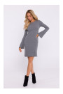 M821 Wide sleeve rib knit dress - grey melange