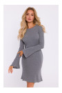 M821 Wide sleeve rib knit dress - grey melange