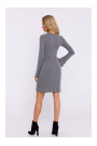 M821 Wide sleeve rib knit dress - grey melange