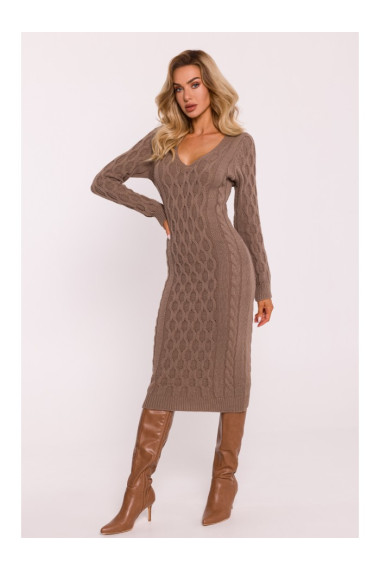M824 V-neck sweater dress - cappuccino