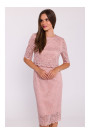 S379 Lace dress with double layerd top - powder