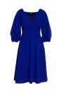 S383 Flared dress with puff sleeves - royalblue