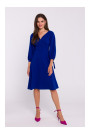 S383 Flared dress with puff sleeves - royalblue