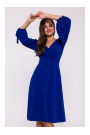 S383 Flared dress with puff sleeves - royalblue