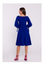 S383 Flared dress with puff sleeves - royalblue