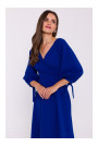 S383 Flared dress with puff sleeves - royalblue