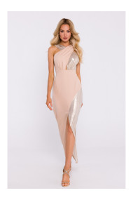 M835 Mixed fabric maxi dress - beige