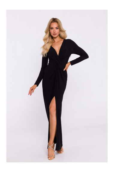 M840 Maxi dress with a knot - black
