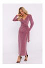 M828 Velvet deep V-neck maxi gown - crepe pink